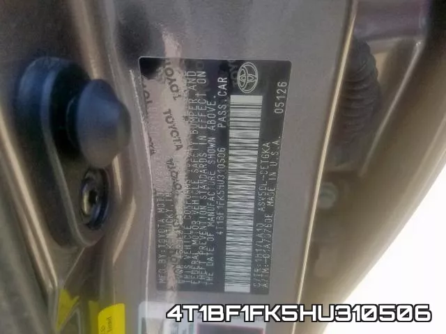 4T1BF1FK5HU310506 фото 2
