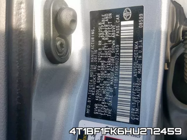 4T1BF1FK6HU272459 фото 2