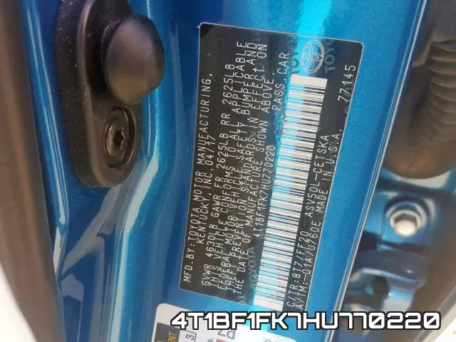 4T1BF1FK7HU770220 фото 2