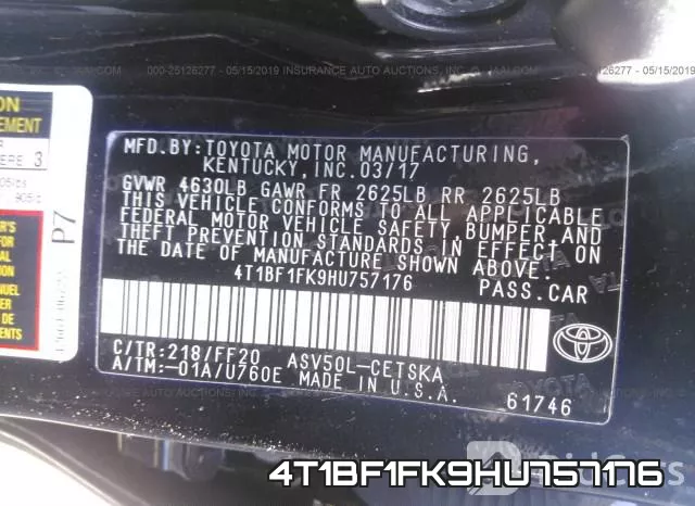 4T1BF1FK9HU757176 фото 10