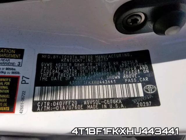4T1BF1FKXHU443441 фото 2