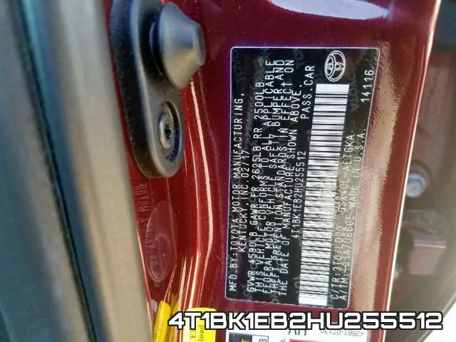 4T1BK1EB2HU255512 фото 2