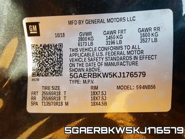 5GAERBKW5KJ176579 фото 2