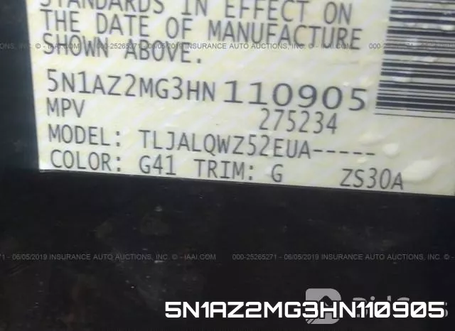 5N1AZ2MG3HN110905 фото 10