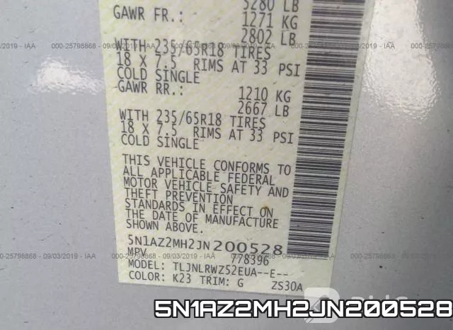 5N1AZ2MH2JN200528 фото 10