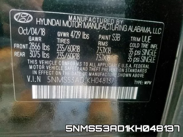 5NMS53AD1KH048137 фото 2