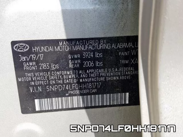 5NPD74LF0HH181717 фото 2