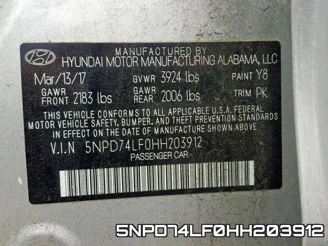 5NPD74LF0HH203912 фото 2