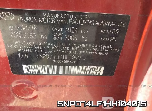 5NPD74LF1HH104015 фото 10