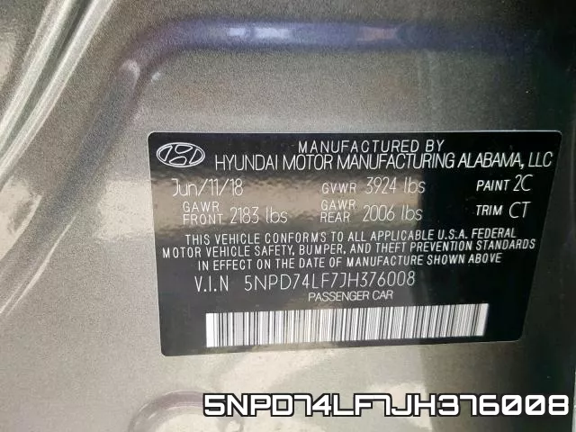 5NPD74LF7JH376008 фото 2