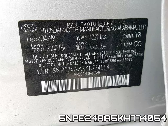5NPE24AA5KH774054 фото 2