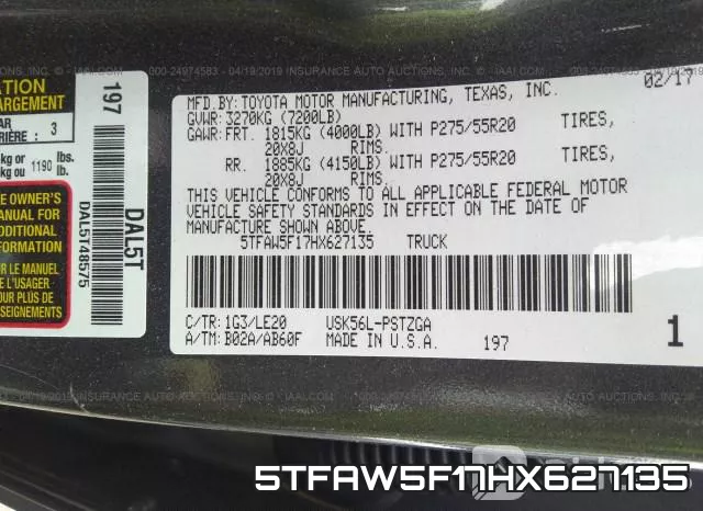 5TFAW5F17HX627135 фото 10