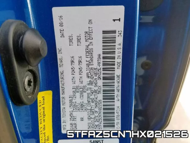 5TFAZ5CN7HX021526 фото 2