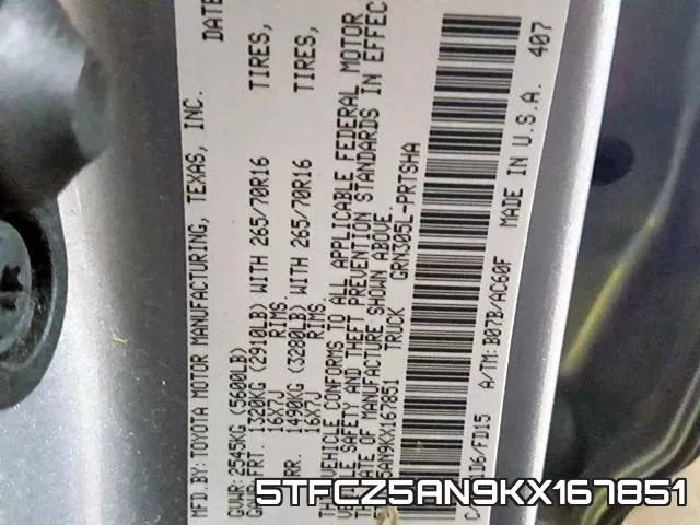 5TFCZ5AN9KX167851 фото 2