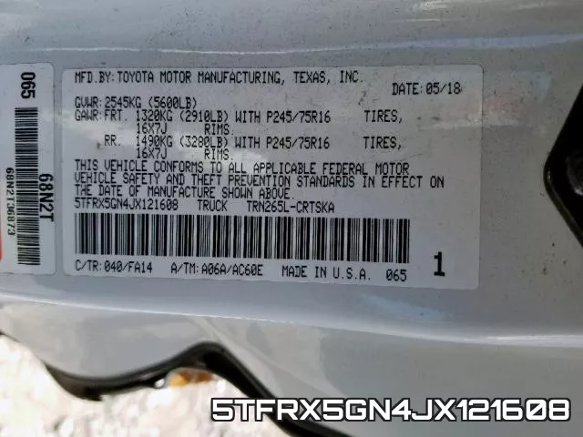 5TFRX5GN4JX121608 фото 2
