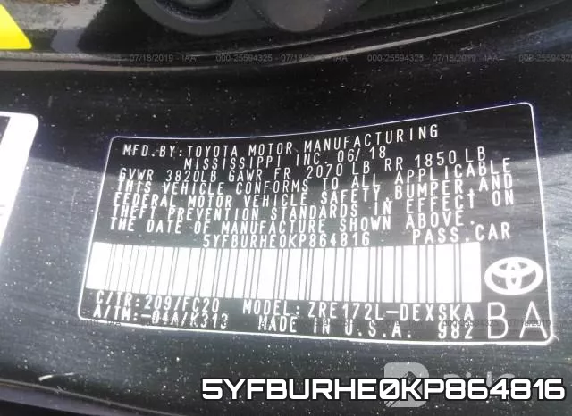5YFBURHE0KP864816 фото 10