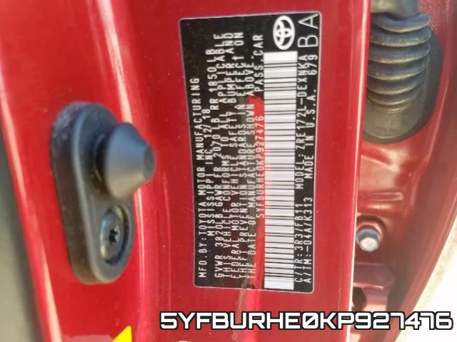 5YFBURHE0KP927476 фото 2