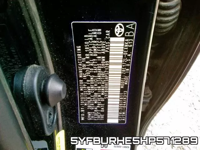 5YFBURHE5HP571289 фото 2