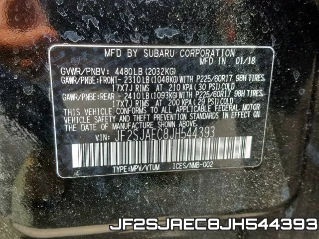 JF2SJAEC8JH544393 фото 2