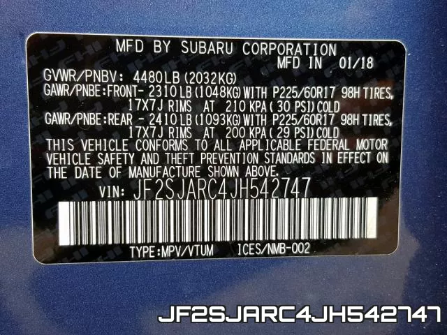 JF2SJARC4JH542747 фото 2