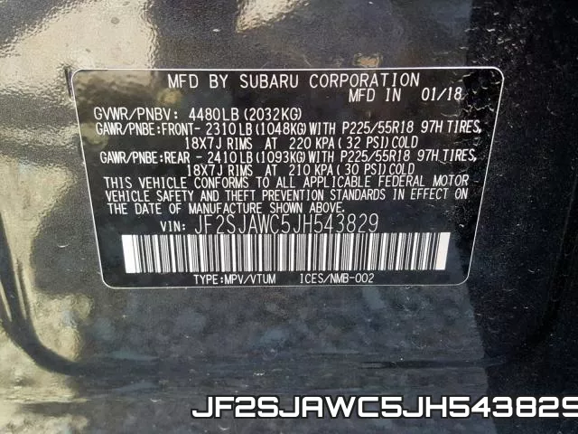 JF2SJAWC5JH543829 фото 2