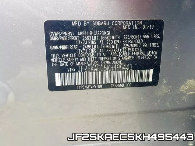 JF2SKAEC5KH495443 фото 2