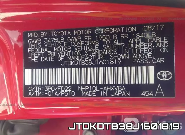 JTDKDTB38J1601819 фото 9