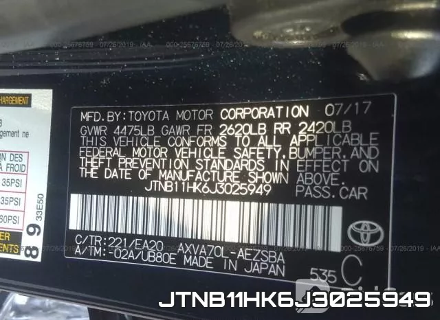 JTNB11HK6J3025949 фото 10