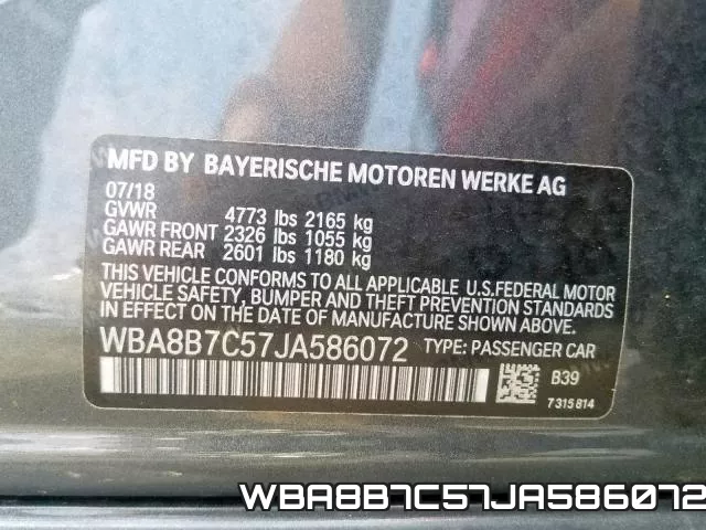 WBA8B7C57JA586072 фото 2