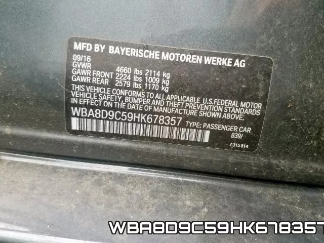 WBA8D9C59HK678357 фото 2