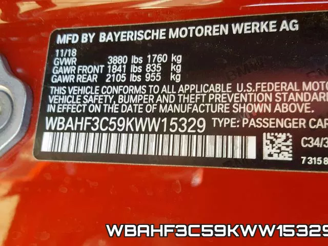 WBAHF3C59KWW15329 фото 2