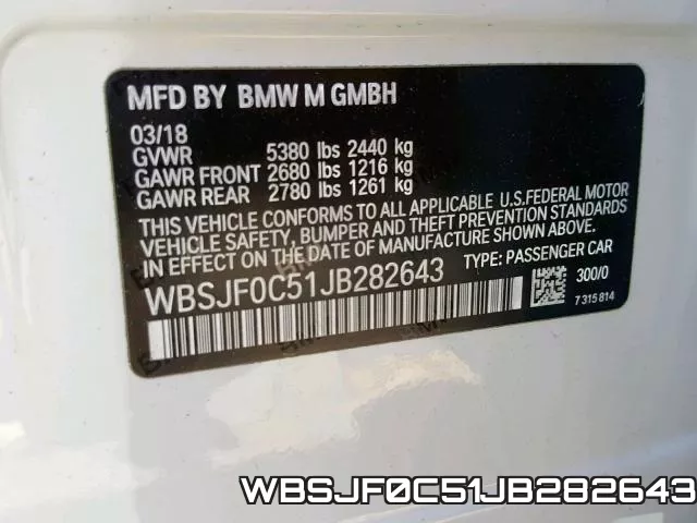 WBSJF0C51JB282643 фото 2