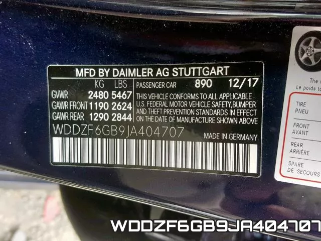 WDDZF6GB9JA404707 фото 2