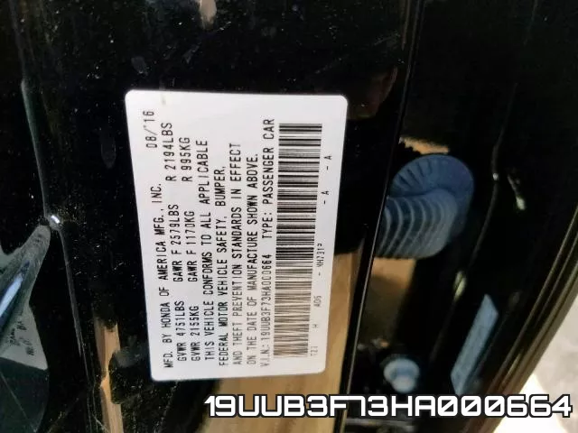 19UUB3F73HA000664 фото 2