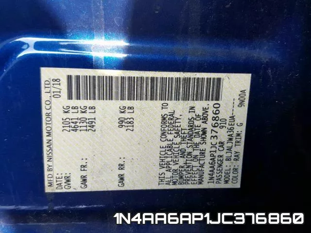 1N4AA6AP1JC376860 фото 2