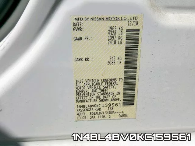 1N4BL4BV0KC159561 фото 2