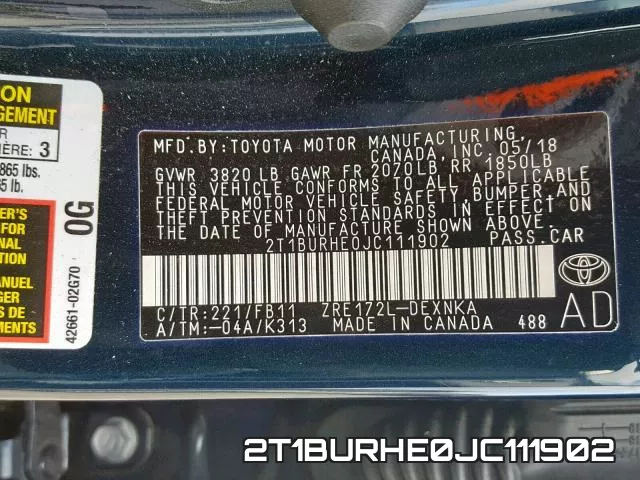 2T1BURHE0JC111902 фото 2