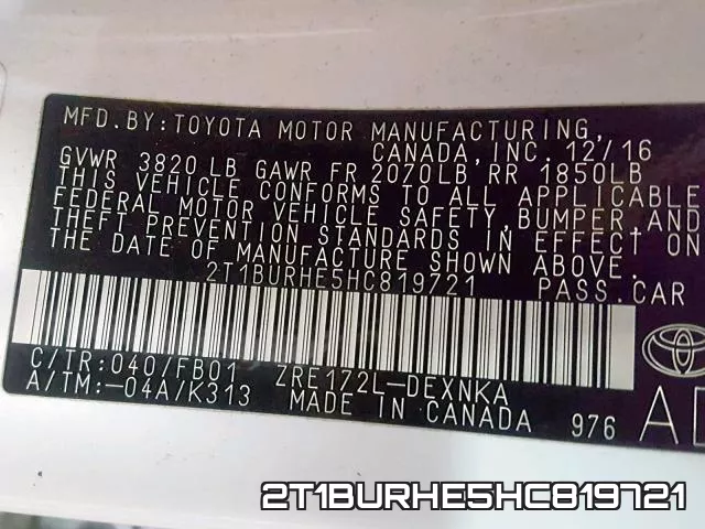 2T1BURHE5HC819721 фото 2