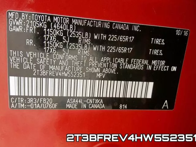 2T3BFREV4HW552351 фото 2