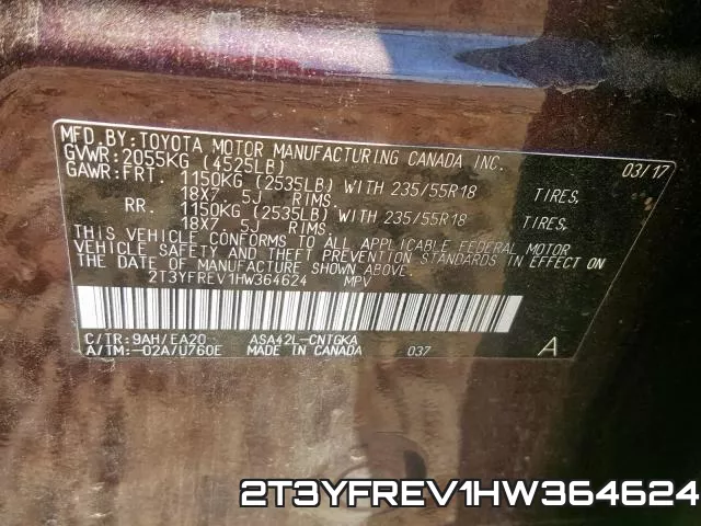 2T3YFREV1HW364624 фото 2
