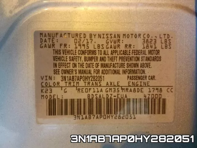 3N1AB7AP0HY282051 фото 2
