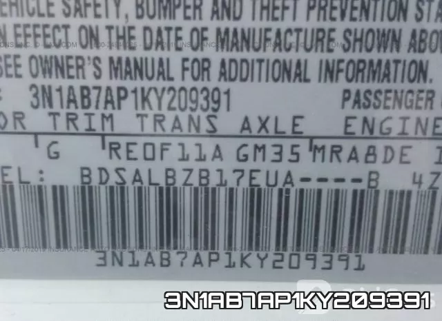 3N1AB7AP1KY209391 фото 10
