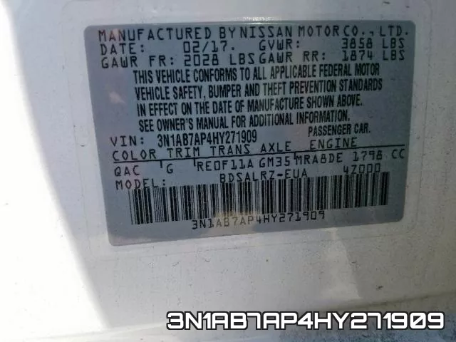 3N1AB7AP4HY271909 фото 2