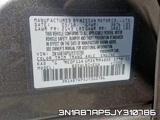 3N1AB7AP5JY310786 фото 2