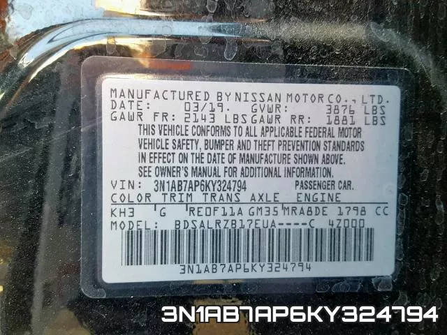 3N1AB7AP6KY324794 фото 2