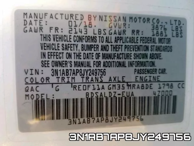 3N1AB7AP8JY249756 фото 2