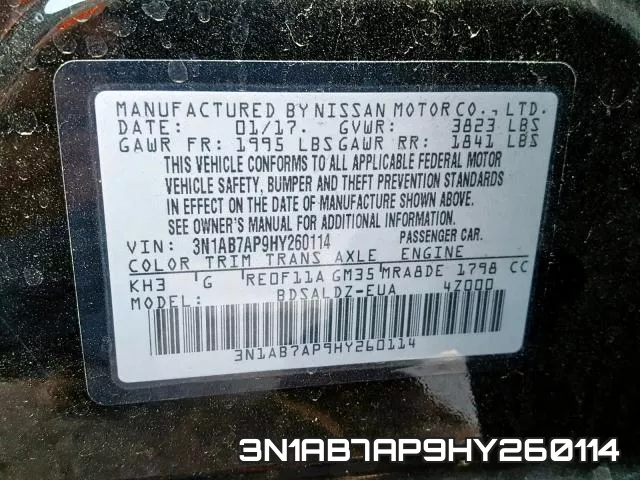 3N1AB7AP9HY260114 фото 2