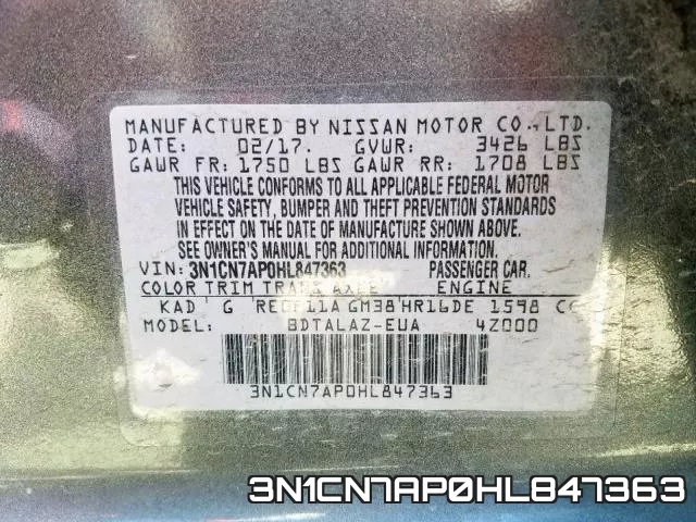 3N1CN7AP0HL847363 фото 2