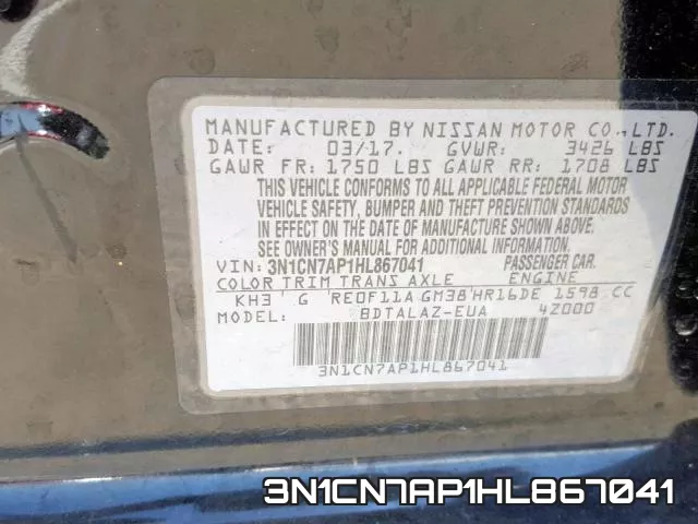 3N1CN7AP1HL867041 фото 2