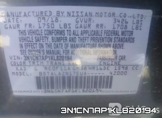 3N1CN7AP1KL820194 фото 10